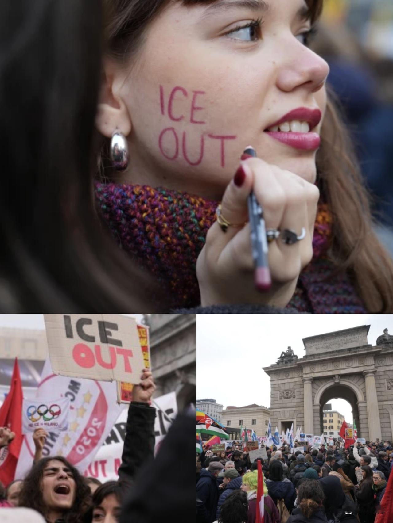 “出去！”数千名示威者星期六聚集在米兰，抗议美国移民和海关执法局特工被派往即将举