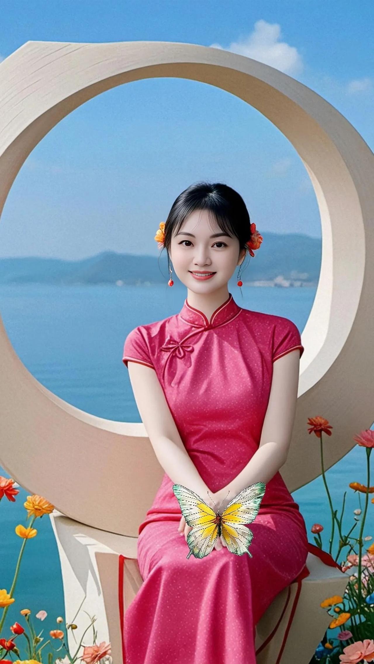 粉衣轻舞翩翩舞#翠裙翩跹舞翩翩#红颜美女的风彩# 旗袍穿搭