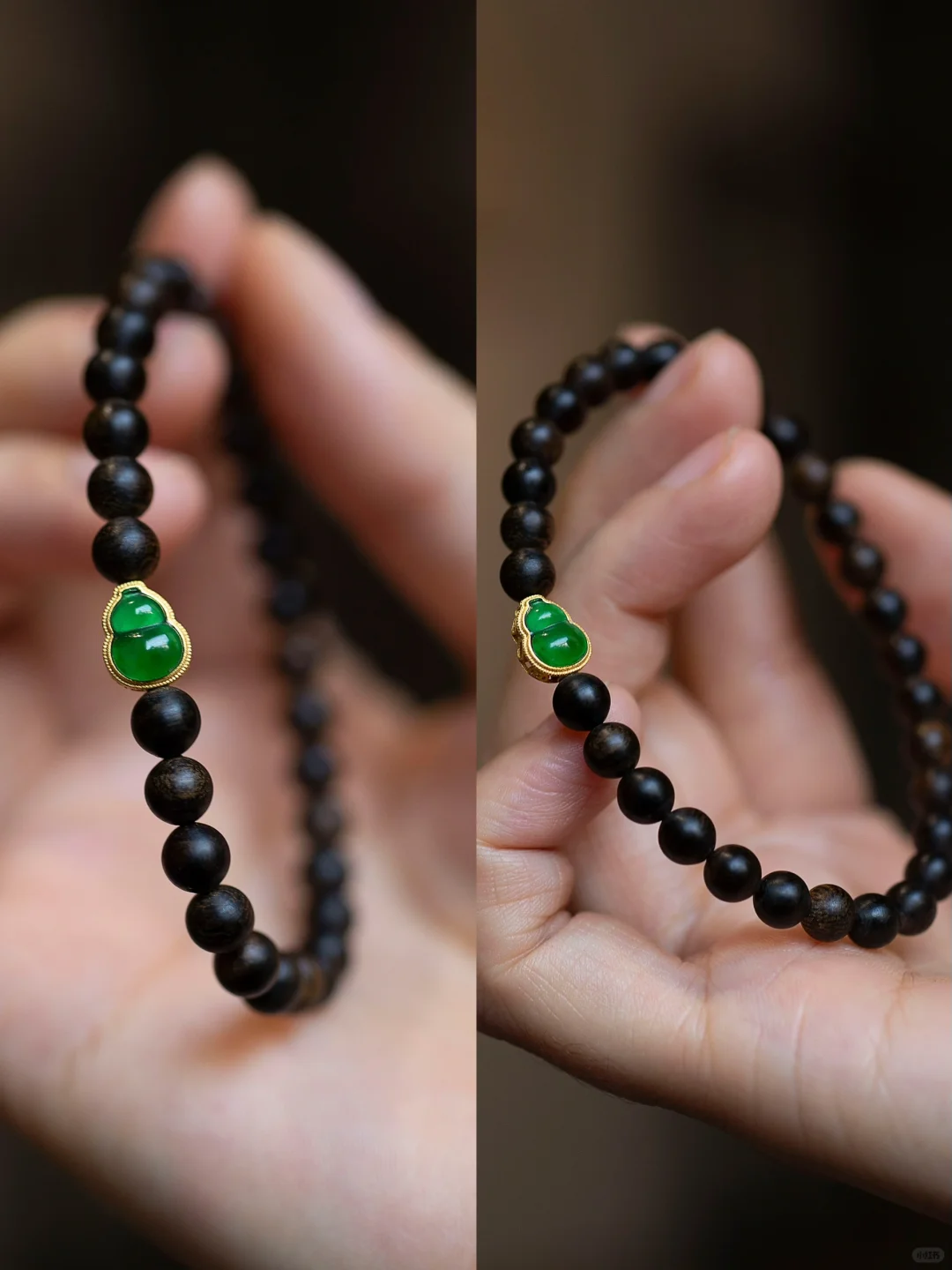 福禄🈶佳人  沉香翡翠葫芦手串💯
