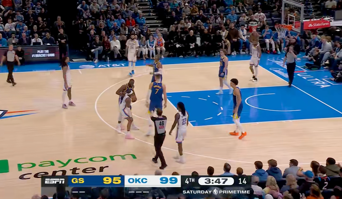 从未想过有一天，勇士能排出这么大的阵容，亮瞎我了波杰姆斯基，桑托斯，追梦格林，霍