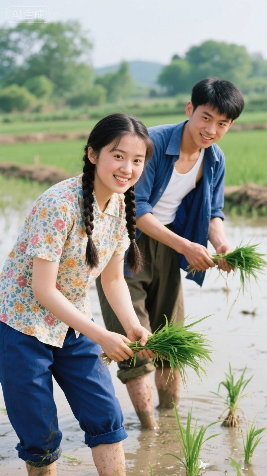 和小伙伴们一起在田间劳作，感受大自然的美好！🌾🌿😊