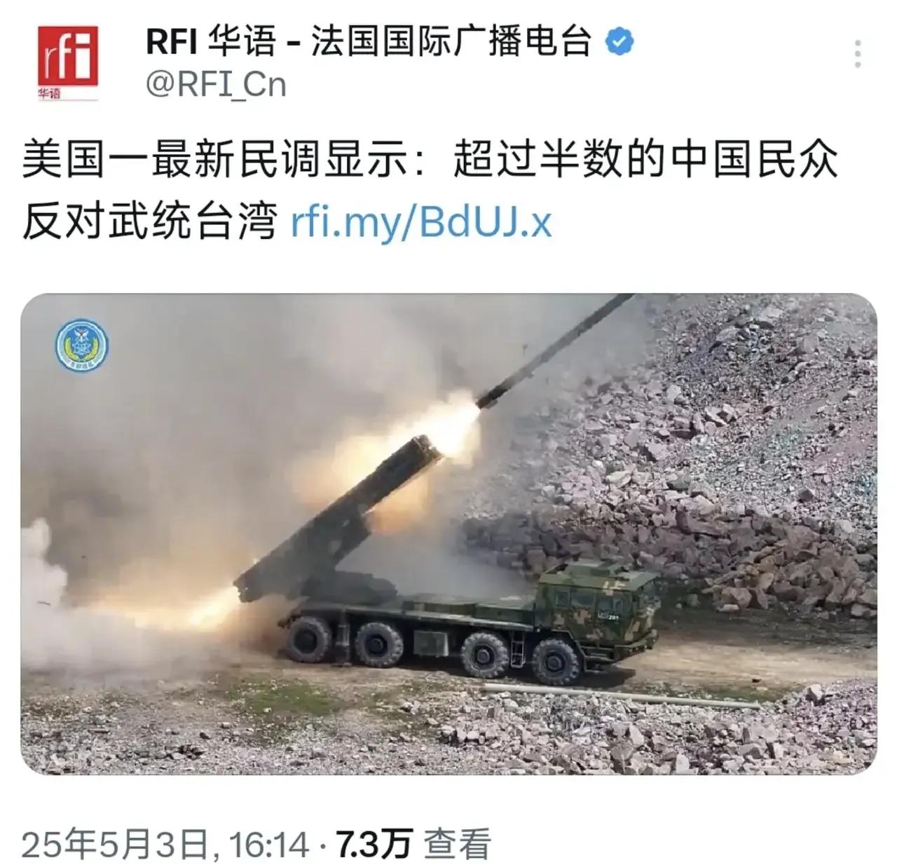 超过55.1％的大陆成年人反对武力统一台湾，这个美国民调真是不靠谱，民调中还有一