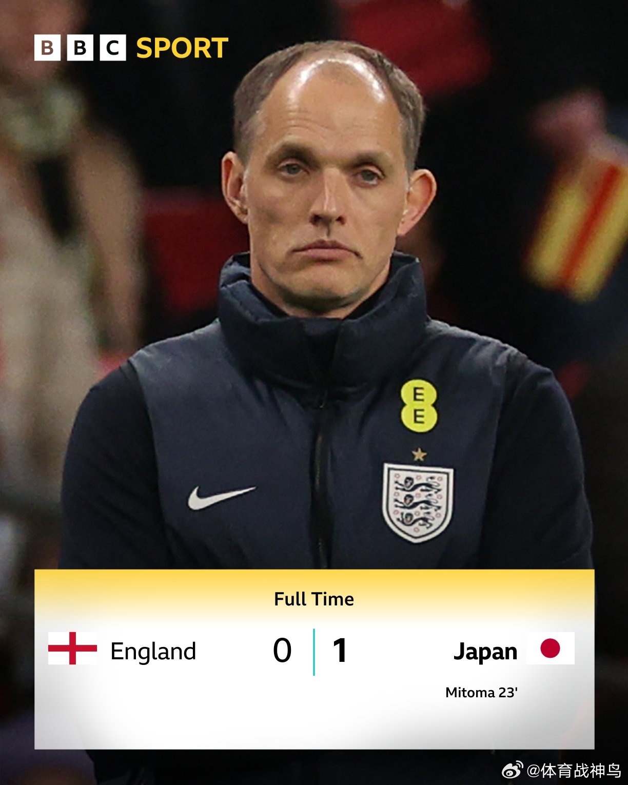 英格兰世界杯热身赛以失利告终！三笠薰的进球帮助日本队在温布利球场1-0战胜英格兰