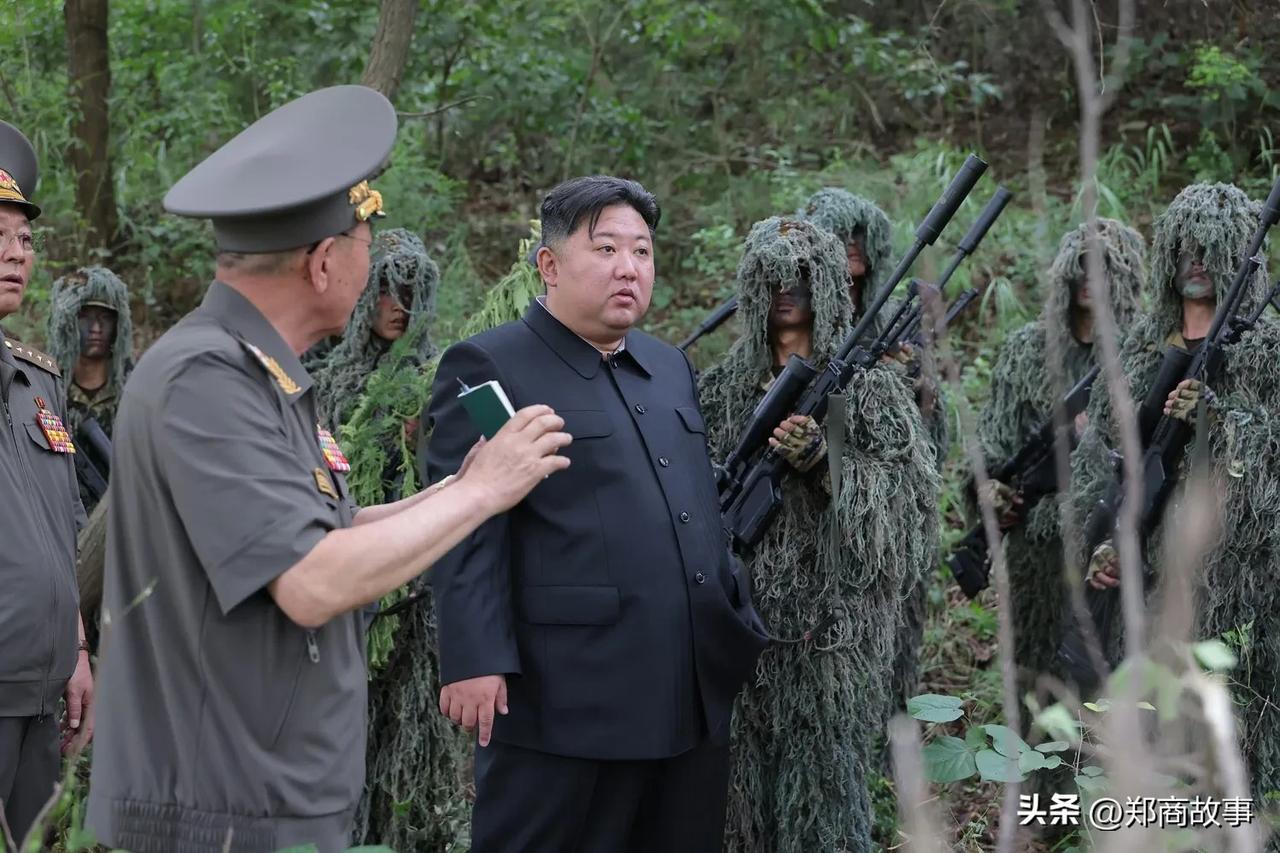 金正恩将军视察朝鲜特种部队训练
可以看出朝鲜军人的精神气质非常好
身披吉利服伪装
