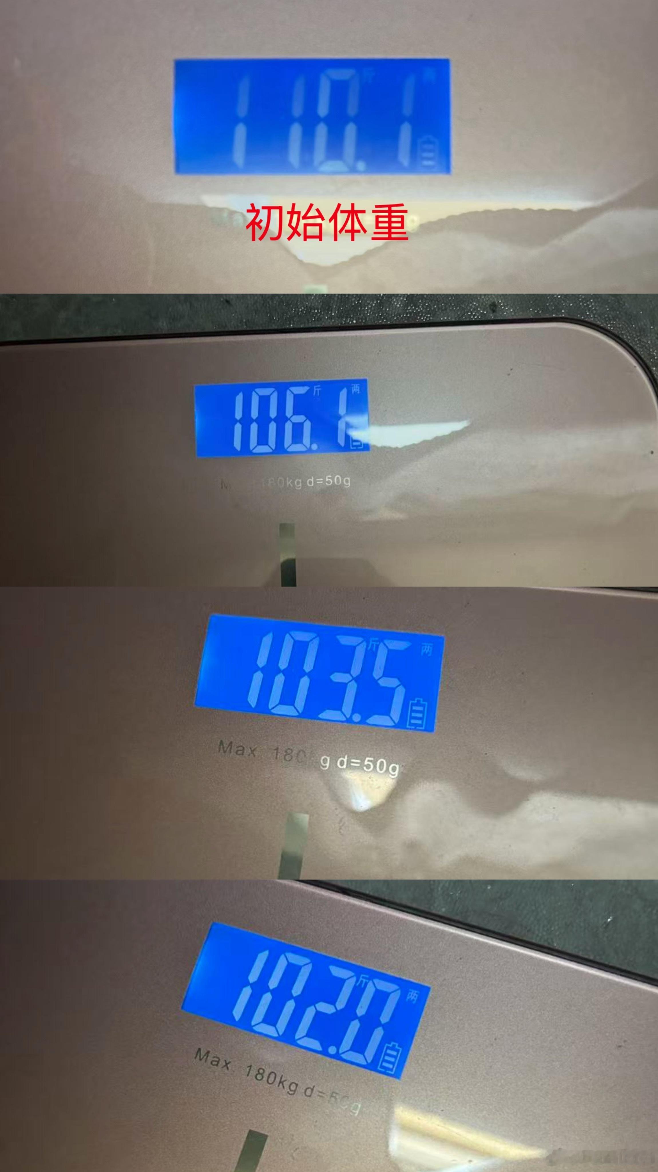 这个姐妹酸奶断食三天的完整体重！！！从初始体重110.1-102 总共8斤！！！