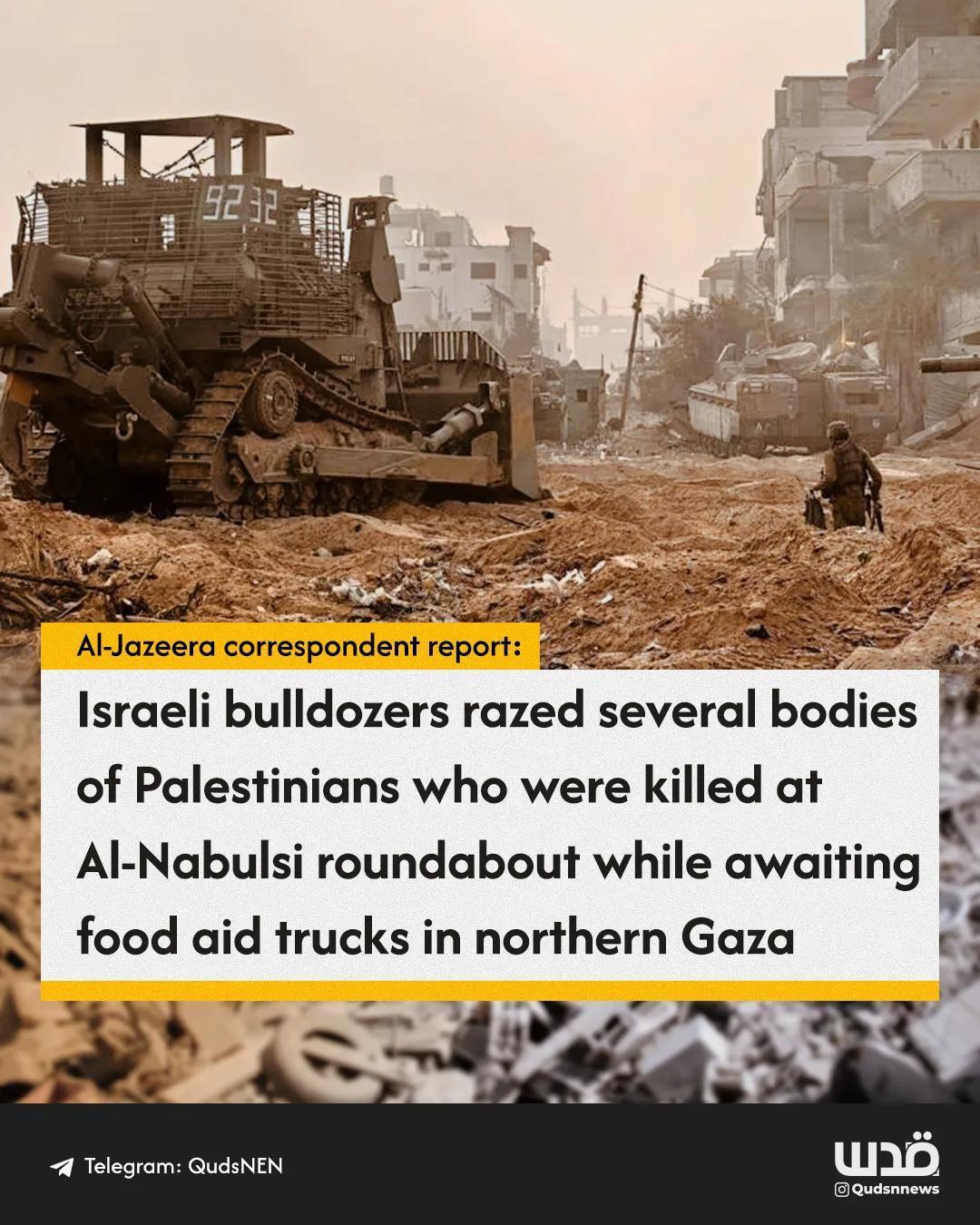 半岛电视台记者报道称，由于以色列对该地区的猛烈轰炸，纳布尔西环岛的尸体数量无法统