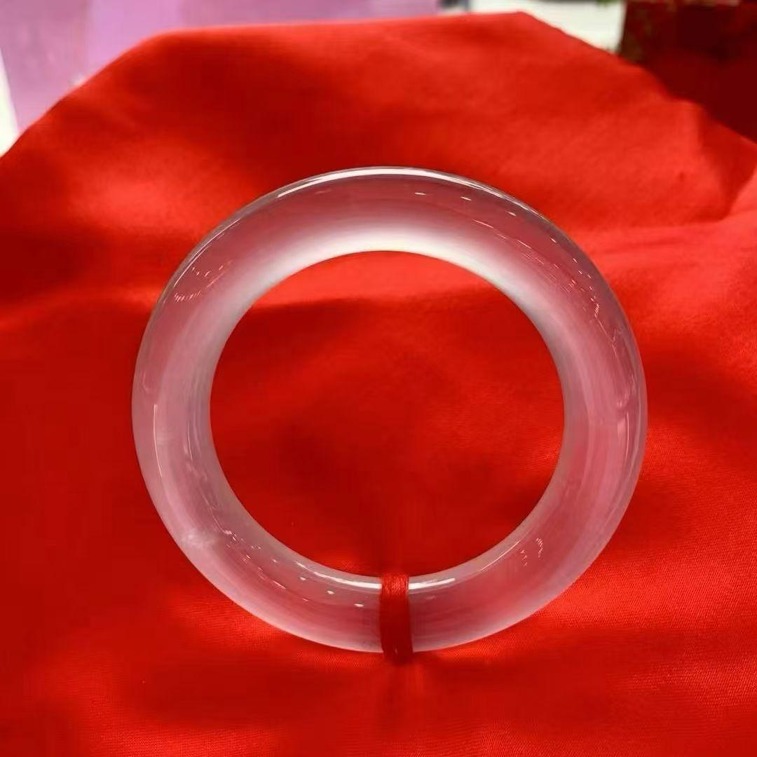 玻璃种圆条手镯，通透起钢，完美七位数，圈口53.3*10*11.5mm对庄询