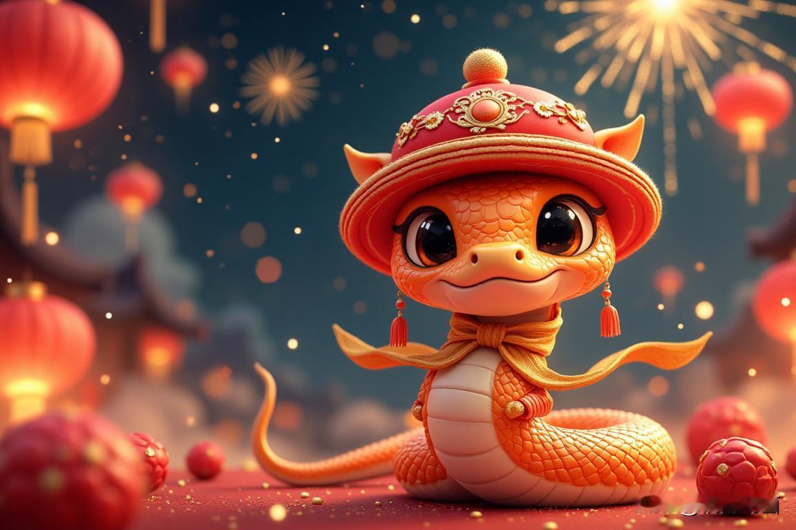分享AI画的贺岁灵蛇，可用于祝福配图等。祝新年快乐，吉祥如意！
图片用flux模