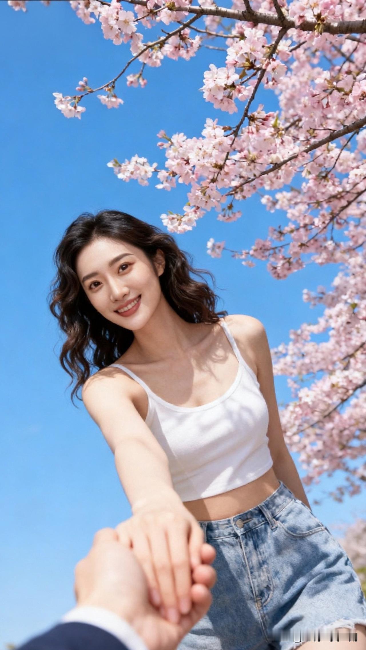 樱花树下，牵手漫步，幸福满满！🌸💕