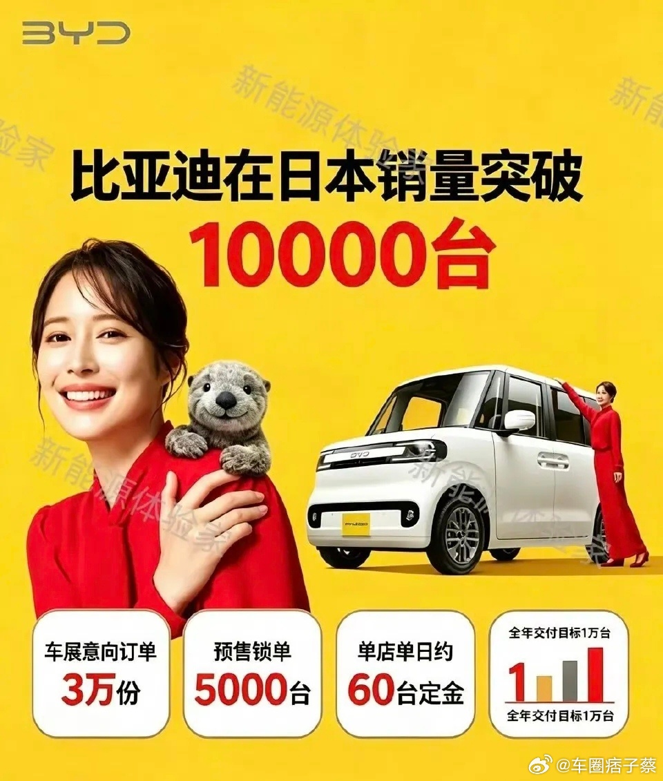 比亚迪比亚迪海獭在日本销量破万大v聊车 海獭销破万，属实捅破了一层窗户纸！！！刀