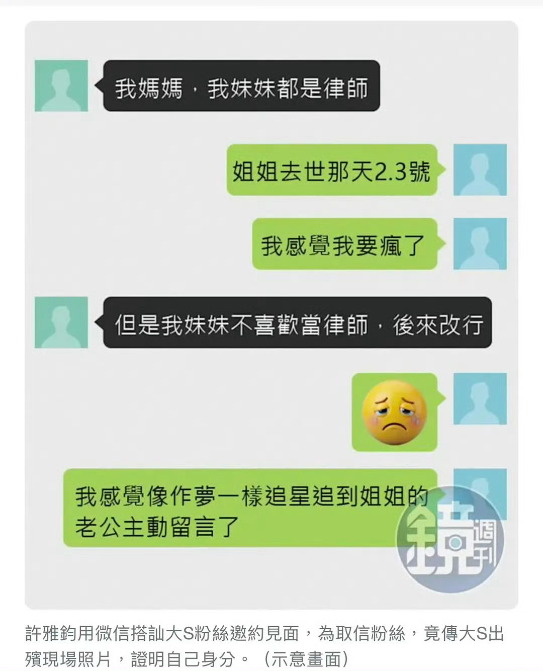 小S老公许雅钧在去年大S去世的时候，用微信撩大S的女粉丝并约见面，为了证实自己的
