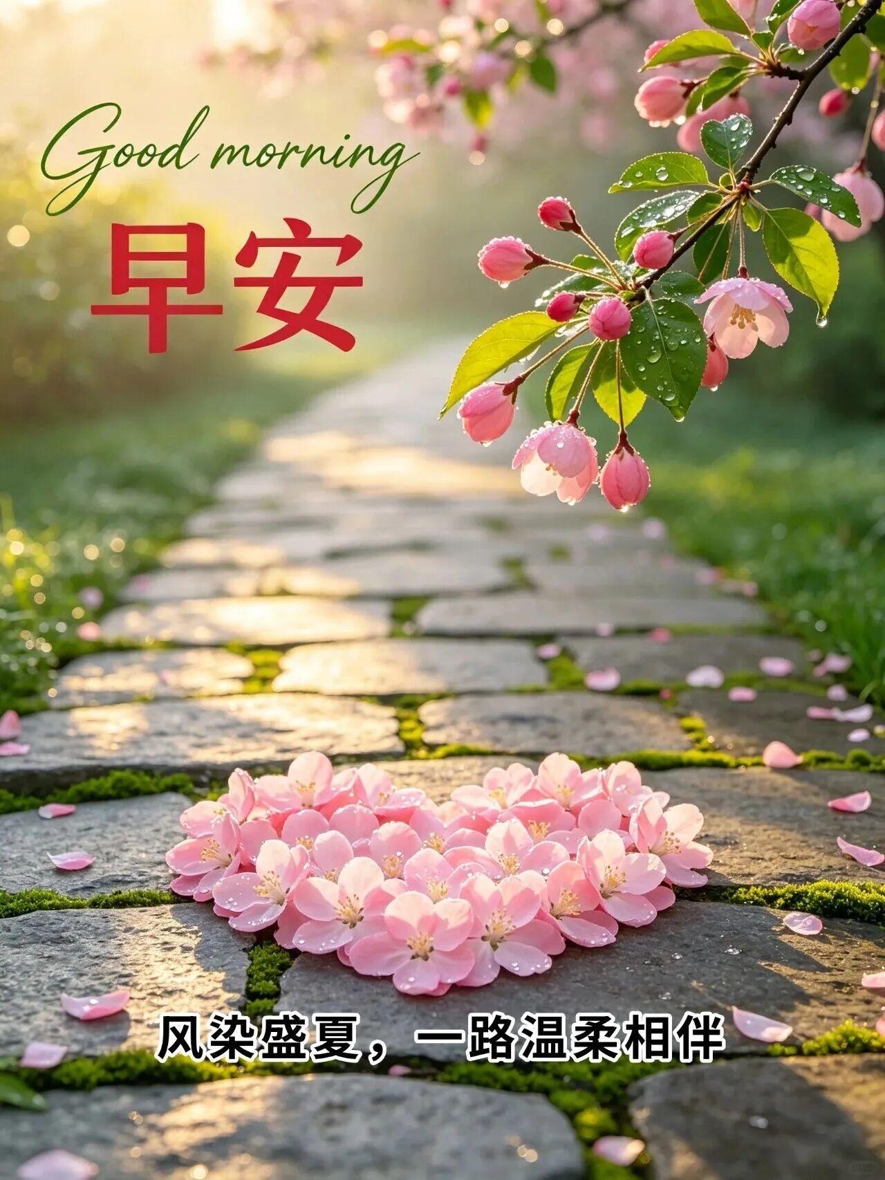 Morning 早安
今早天清气朗，吹过来的风都带着凉爽，看着就让人舒心。过日子
