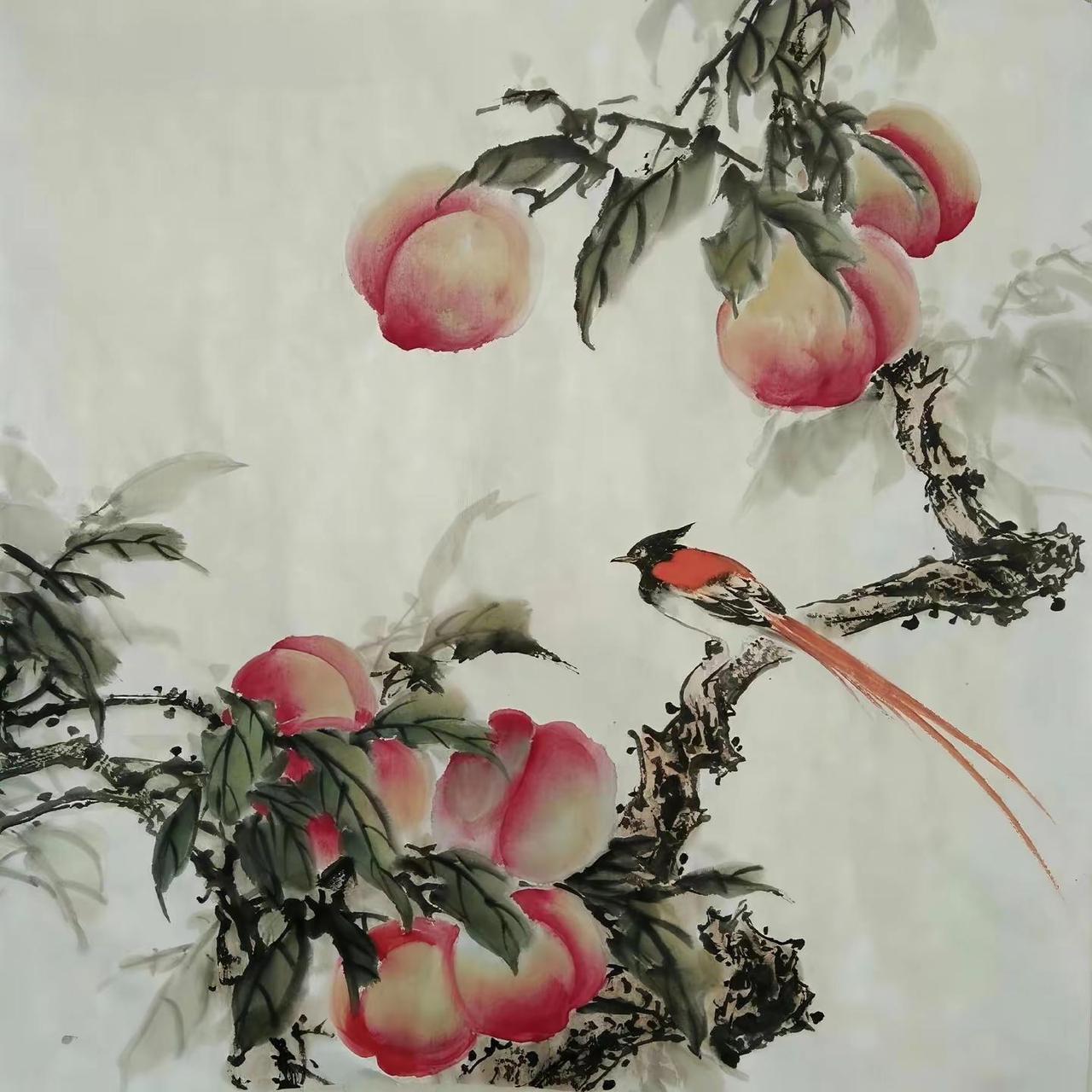 《福寿图》。写意花鸟一起学国画 创作者中心 创作灵感 写意花鸟