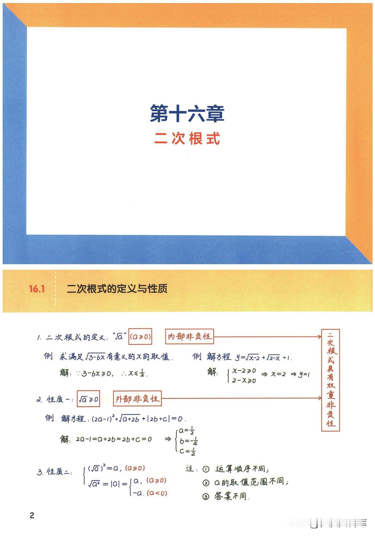 8下数学开篇之章——二次根式手绘笔记总结