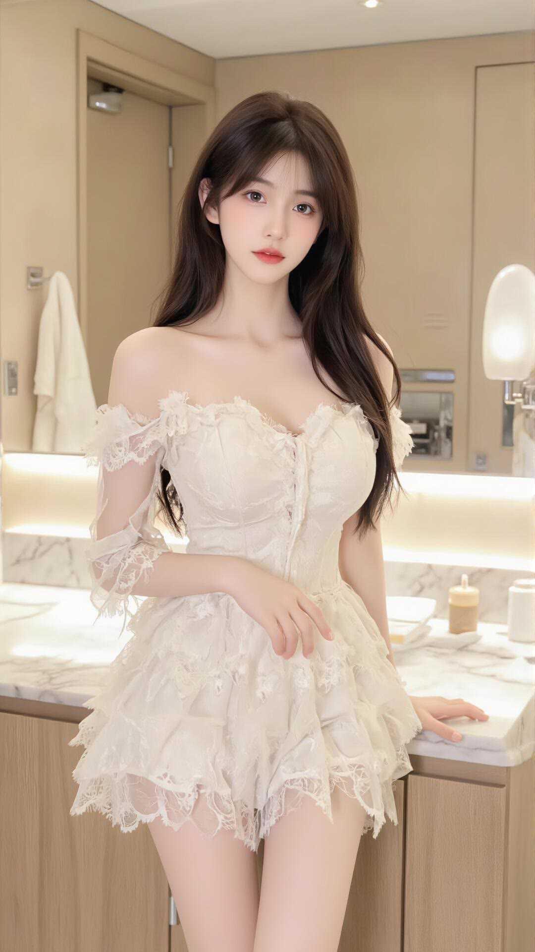 甜美小仙女的穿搭奶白蕾丝一字肩裙也太懂甜妹了！温柔蕾丝裹着软乎乎的少女感，一字肩
