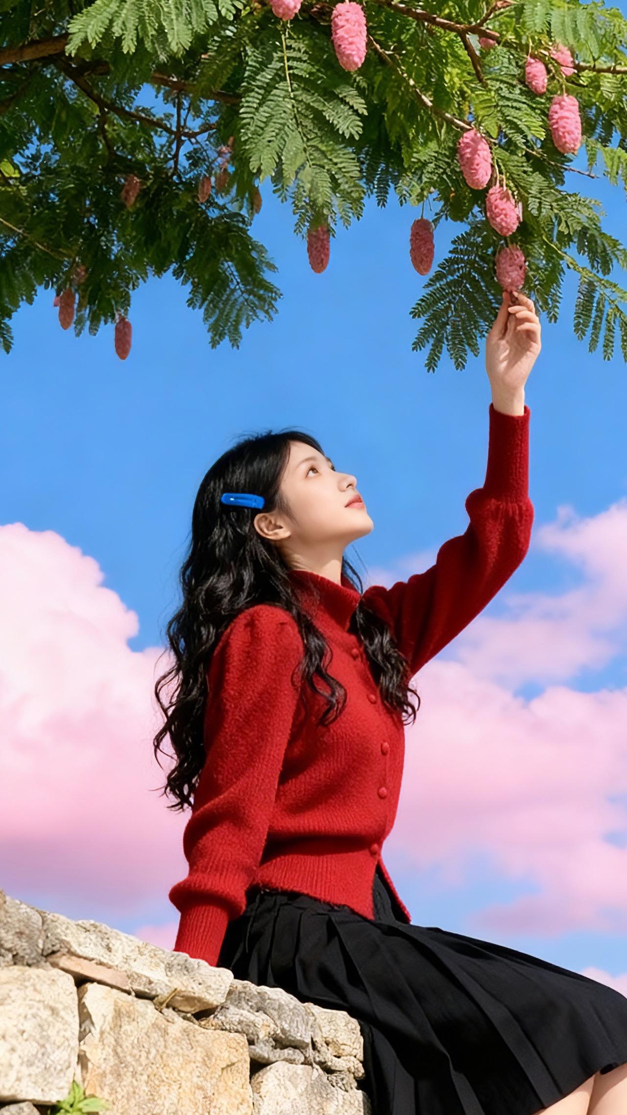 2025秋冬新款红色高领单排扣毛衣女秋冬修身显瘦短款针织开衫洋气出游穿搭