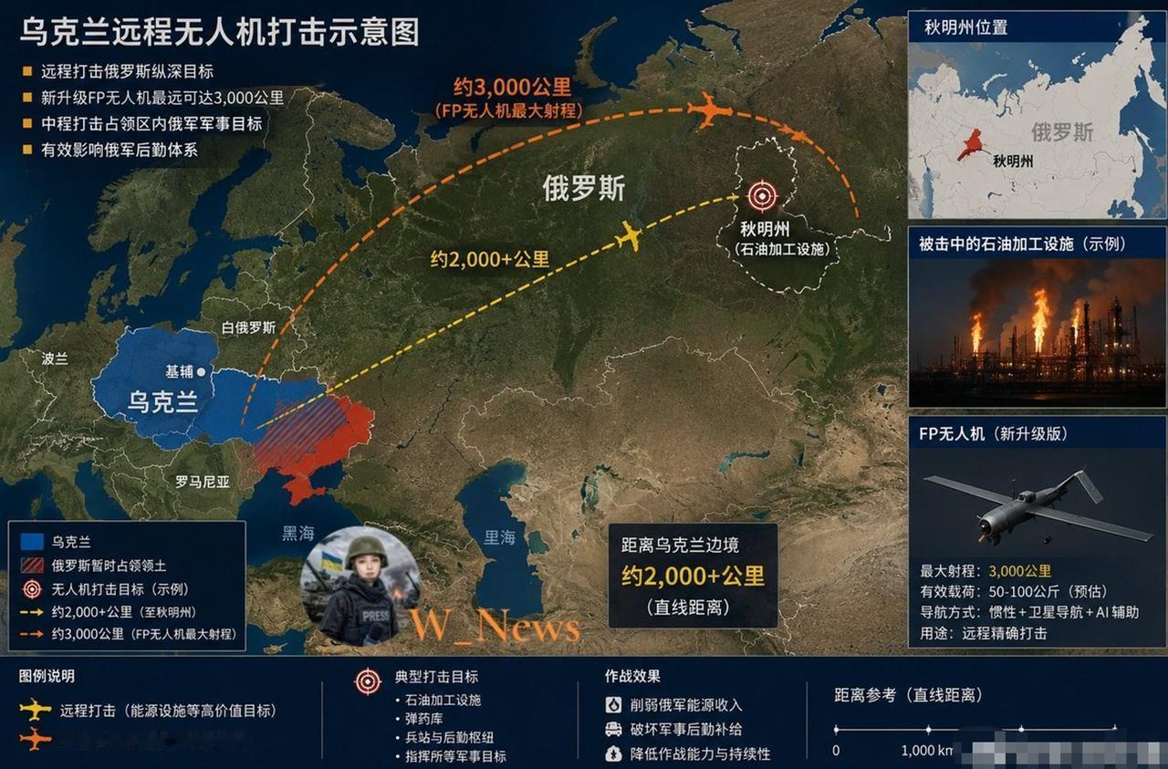 这你敢想吗？乌克兰的无人机，居然飞了2000多公里，跑到俄罗斯腹地进行袭击。
