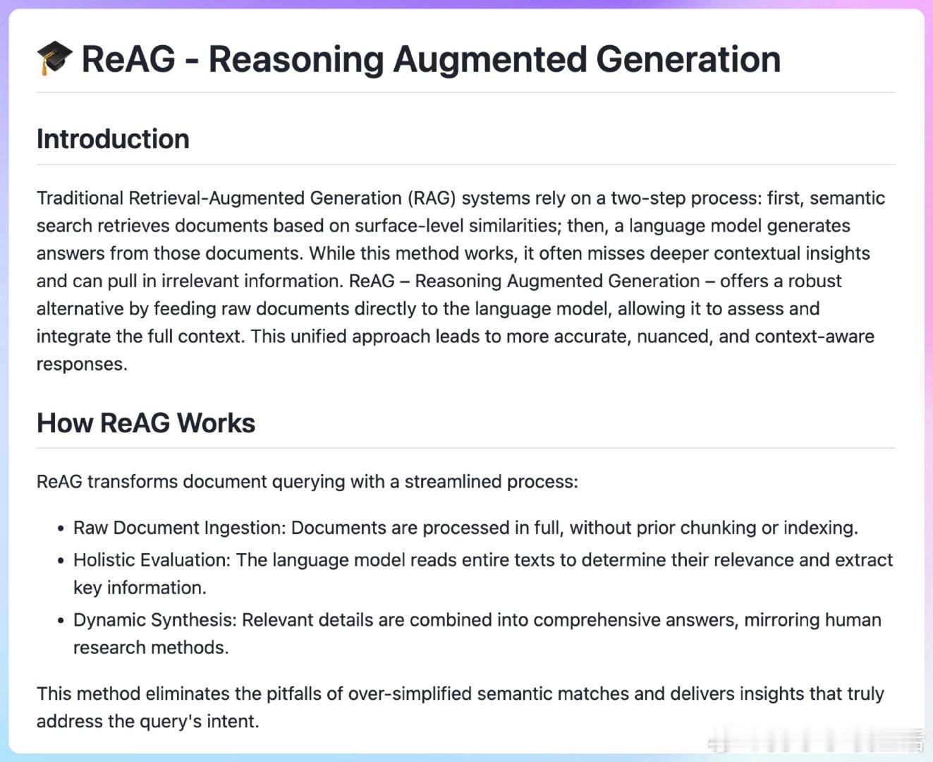 【[217星]ReAG - Reasoning Augmented Genera