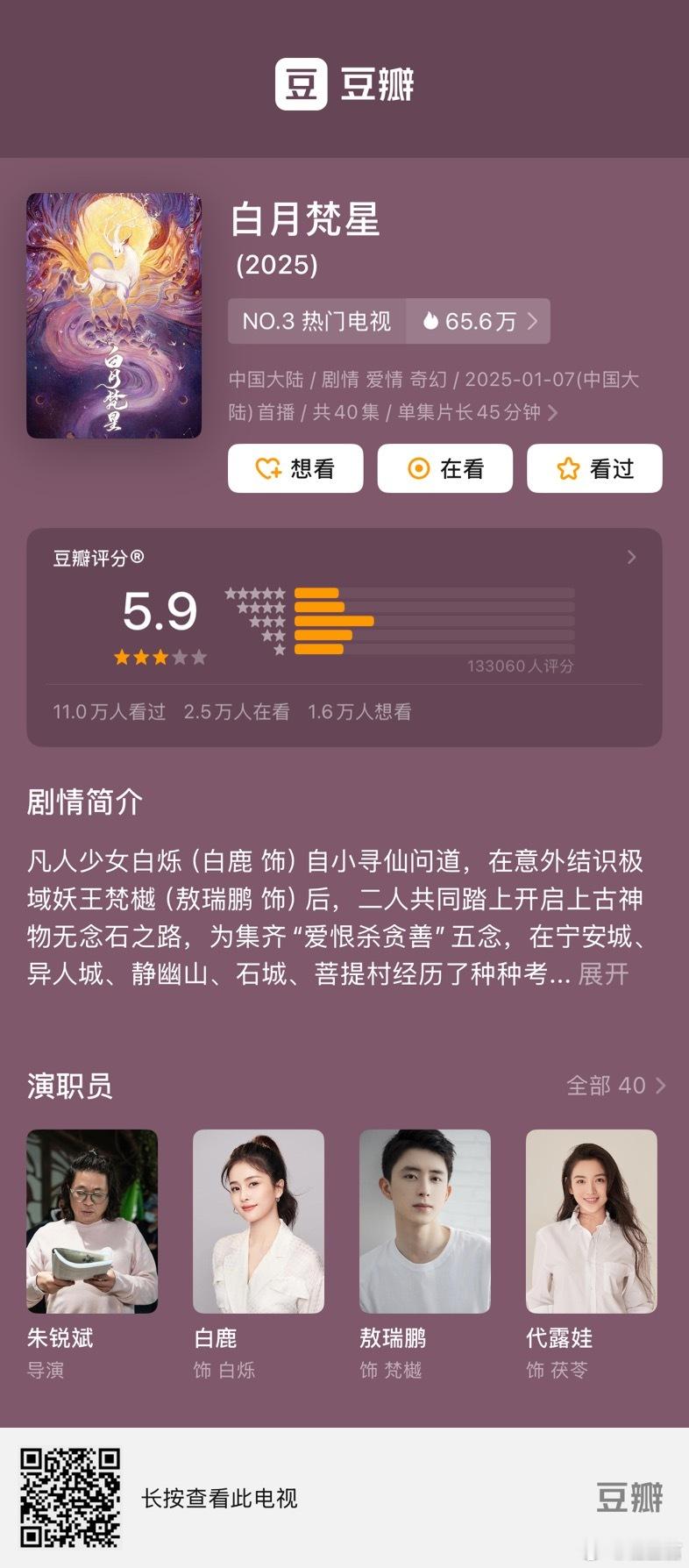 《白月梵星》豆瓣评分仅为5.9分。大家怎么看？ 