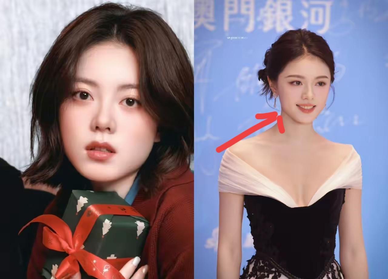 谁能想到当年《小别离》里的方朵朵。
现在站在红毯上能让镜头都挪不开眼。
黑白裙一