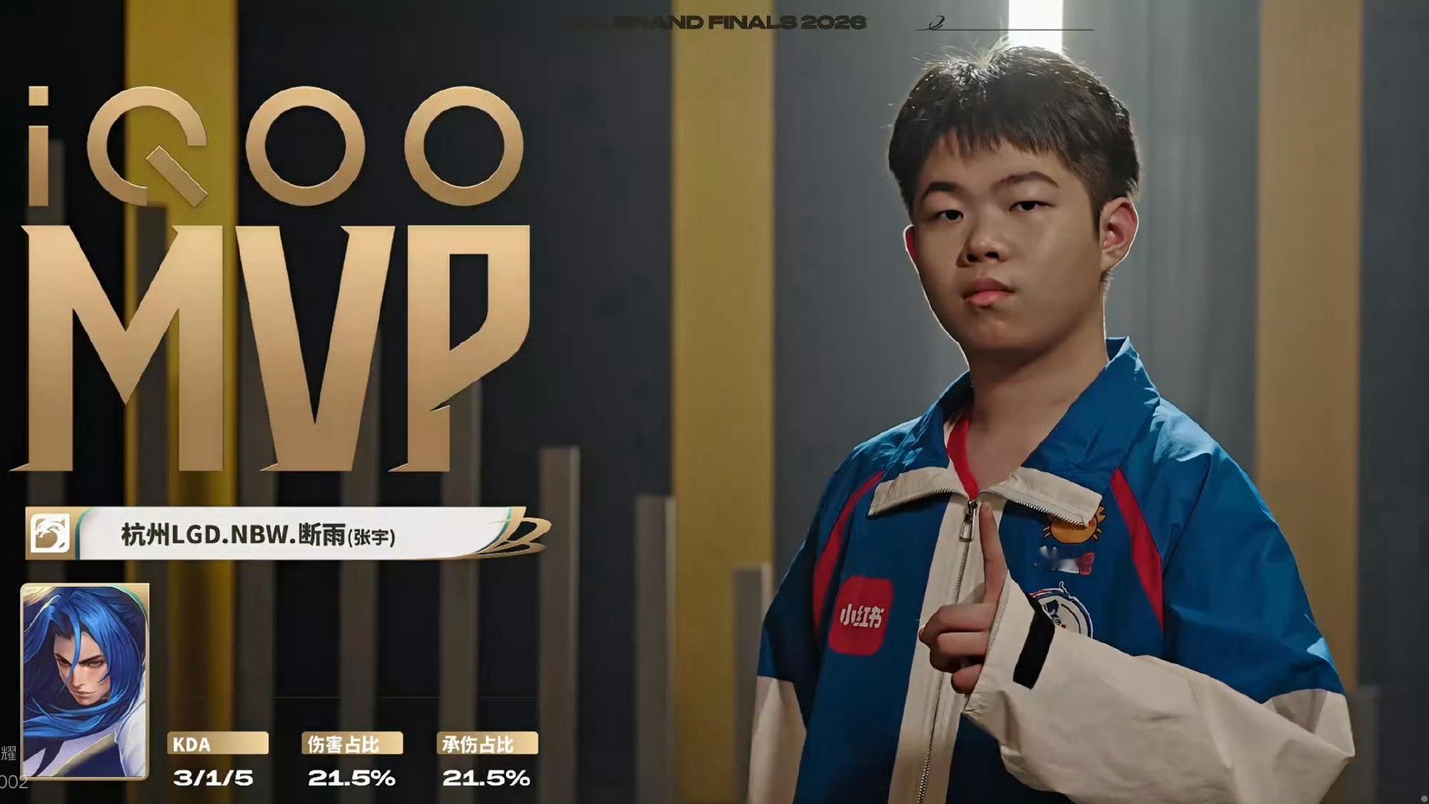 本局MVP给到制霸野区的橘右京！断雨橘右京获MVP ​​​
