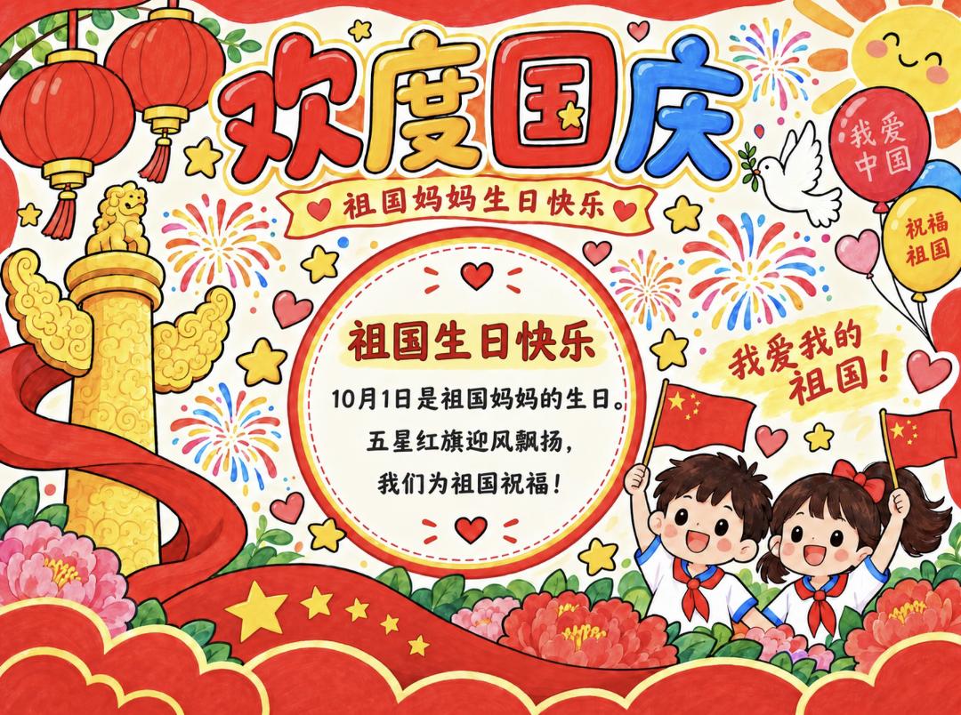 中小学语文手抄报，国庆节主题手抄报，收藏参考学习