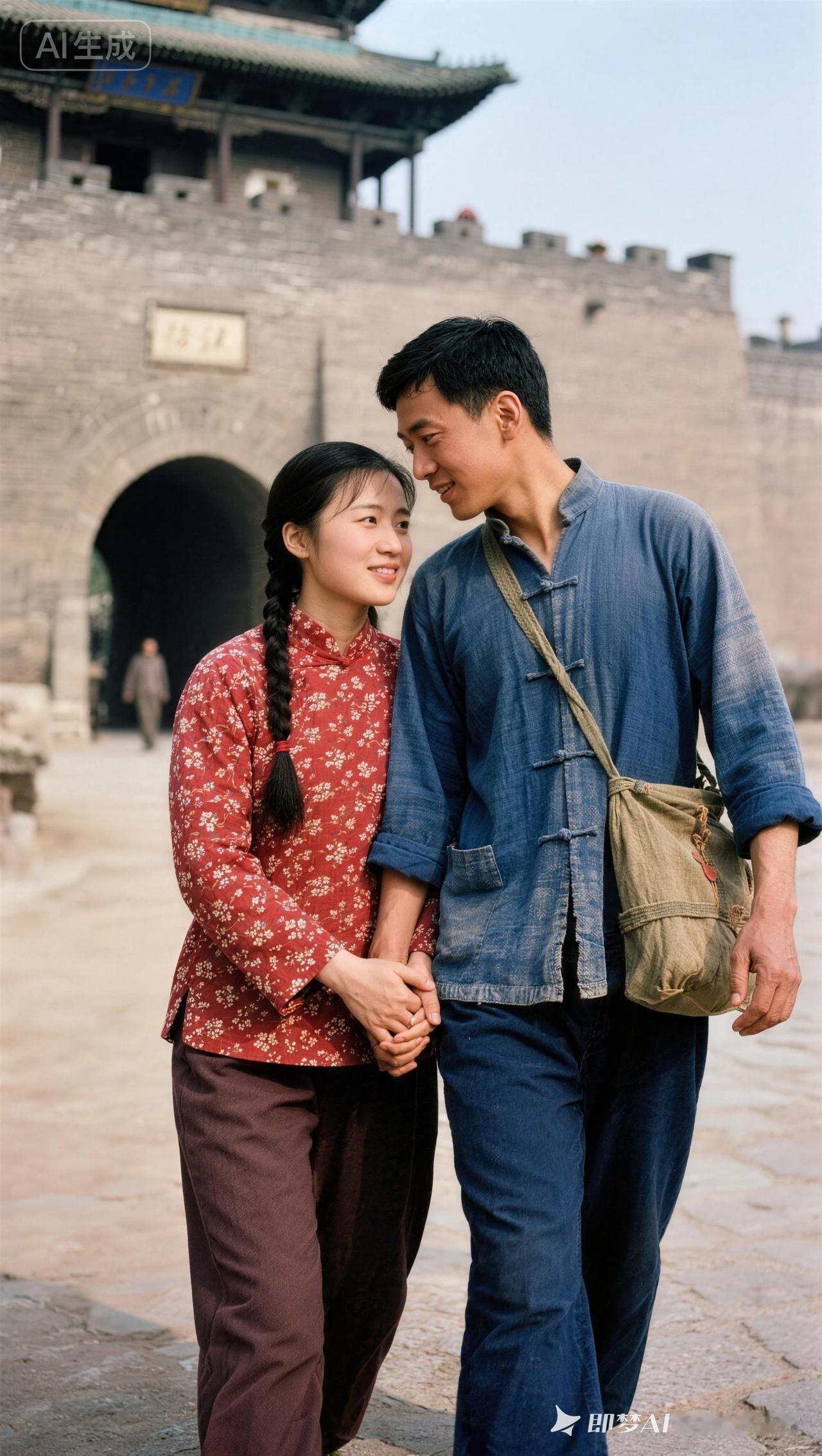 穿越时空的甜蜜，手牵手漫步在古老城墙下。