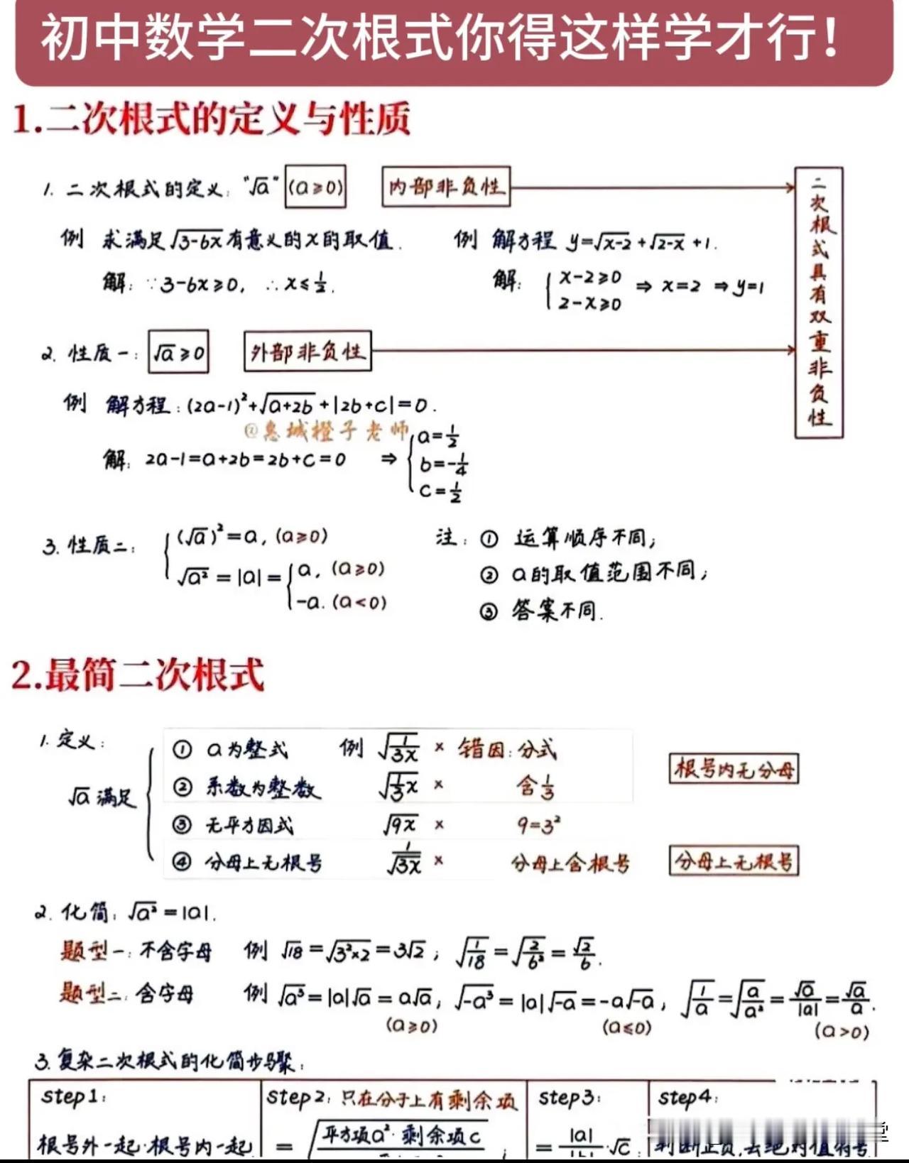 初中数学二次根式你得这样学才行！