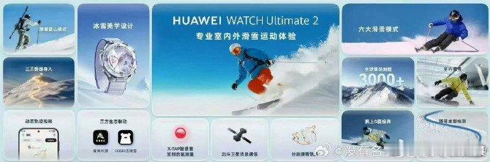 华为手表把雪山穿上了迪桑特联名真的很懂滑雪人群，从外观设计到运动功能全部围绕冰雪