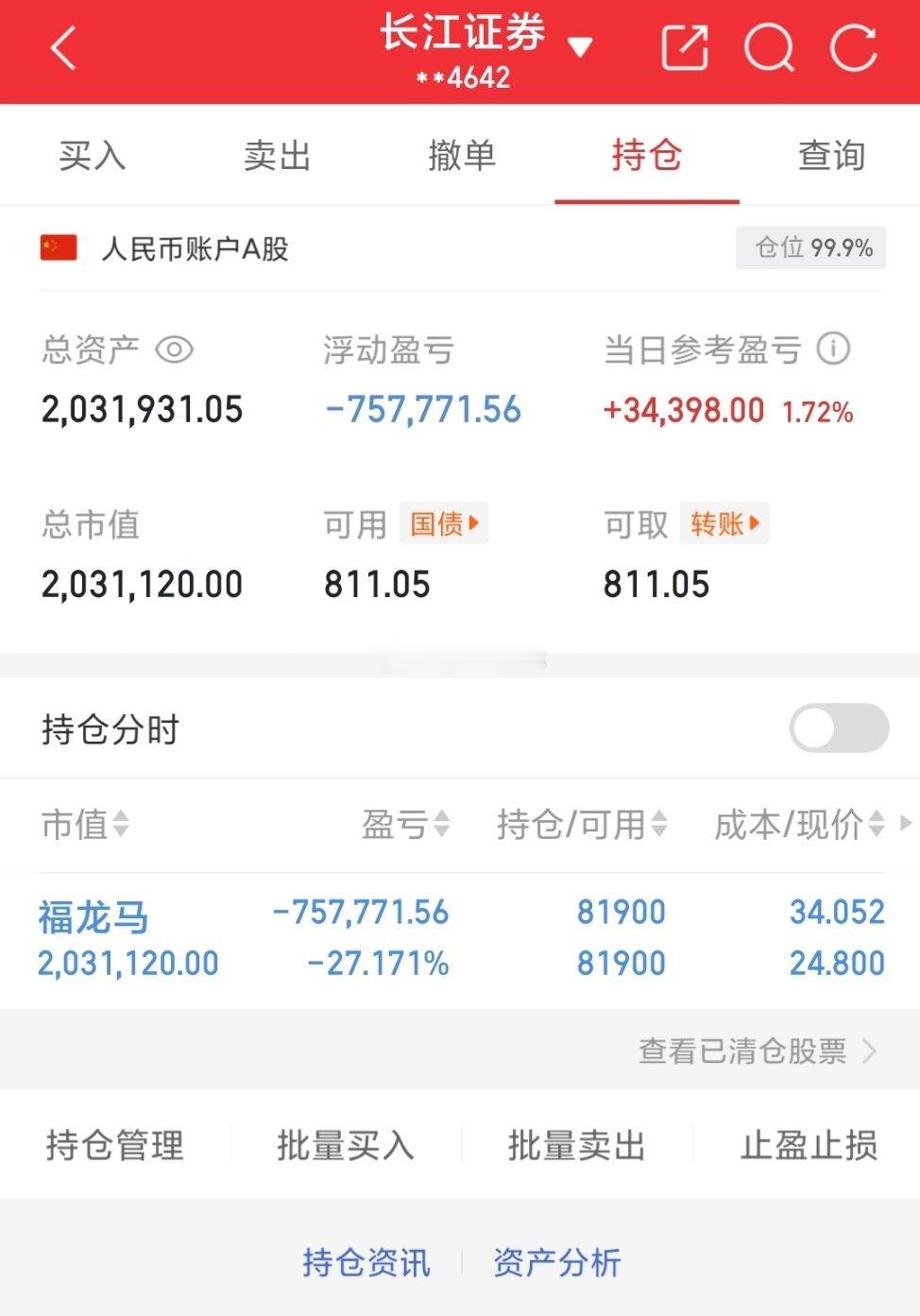 用80万本金实盘记录（第140天）实力见证，拒绝马后炮！！！继续持有： 福龙马今