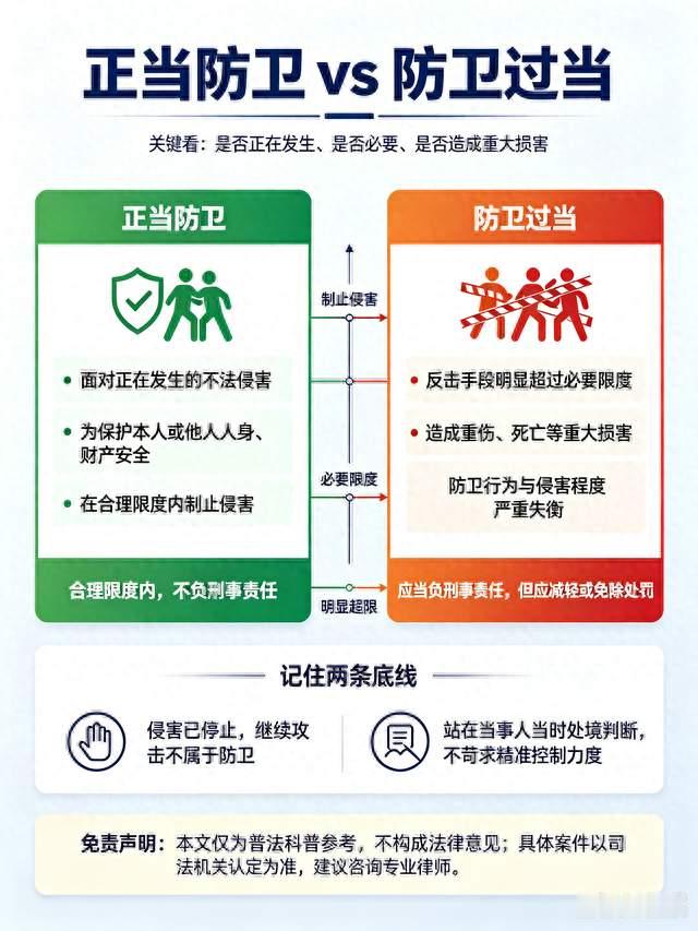 #分清正当防卫与防卫过当，遇到侵害别踩法律红线#