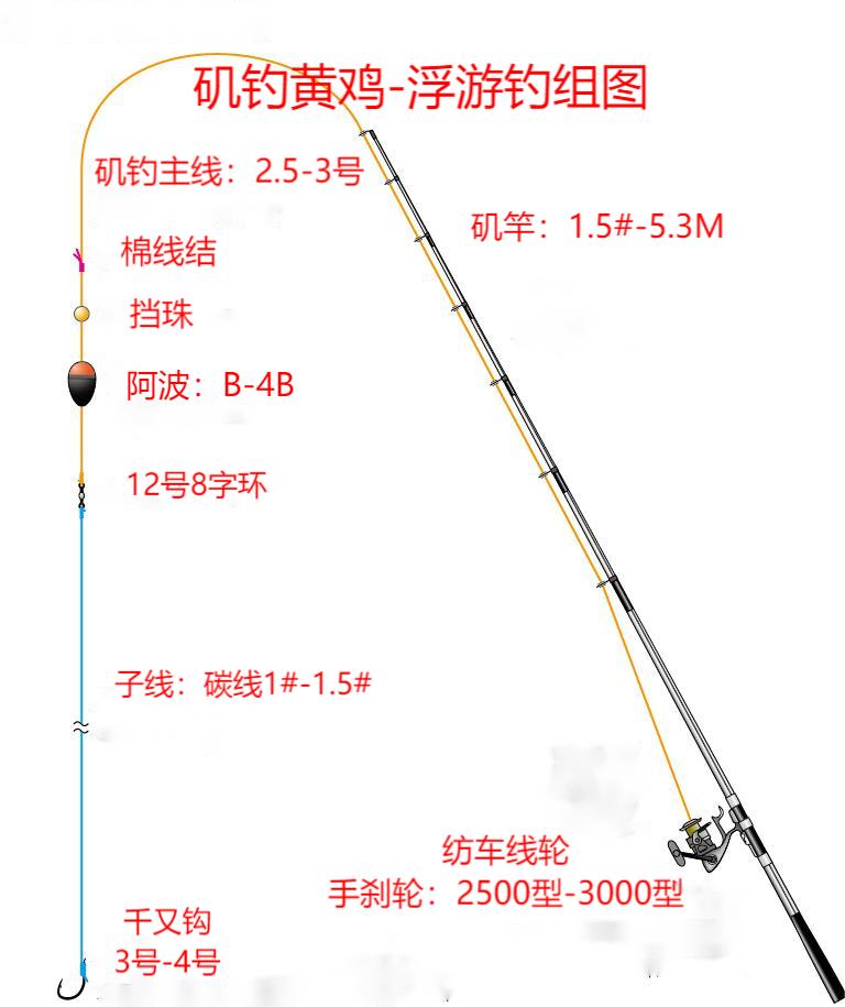 如何搭配矶钓钓组？矶钓黄鸡鱼钓组图来了！每天分享钓鱼知识！让你钓鱼不迷路！海钓 