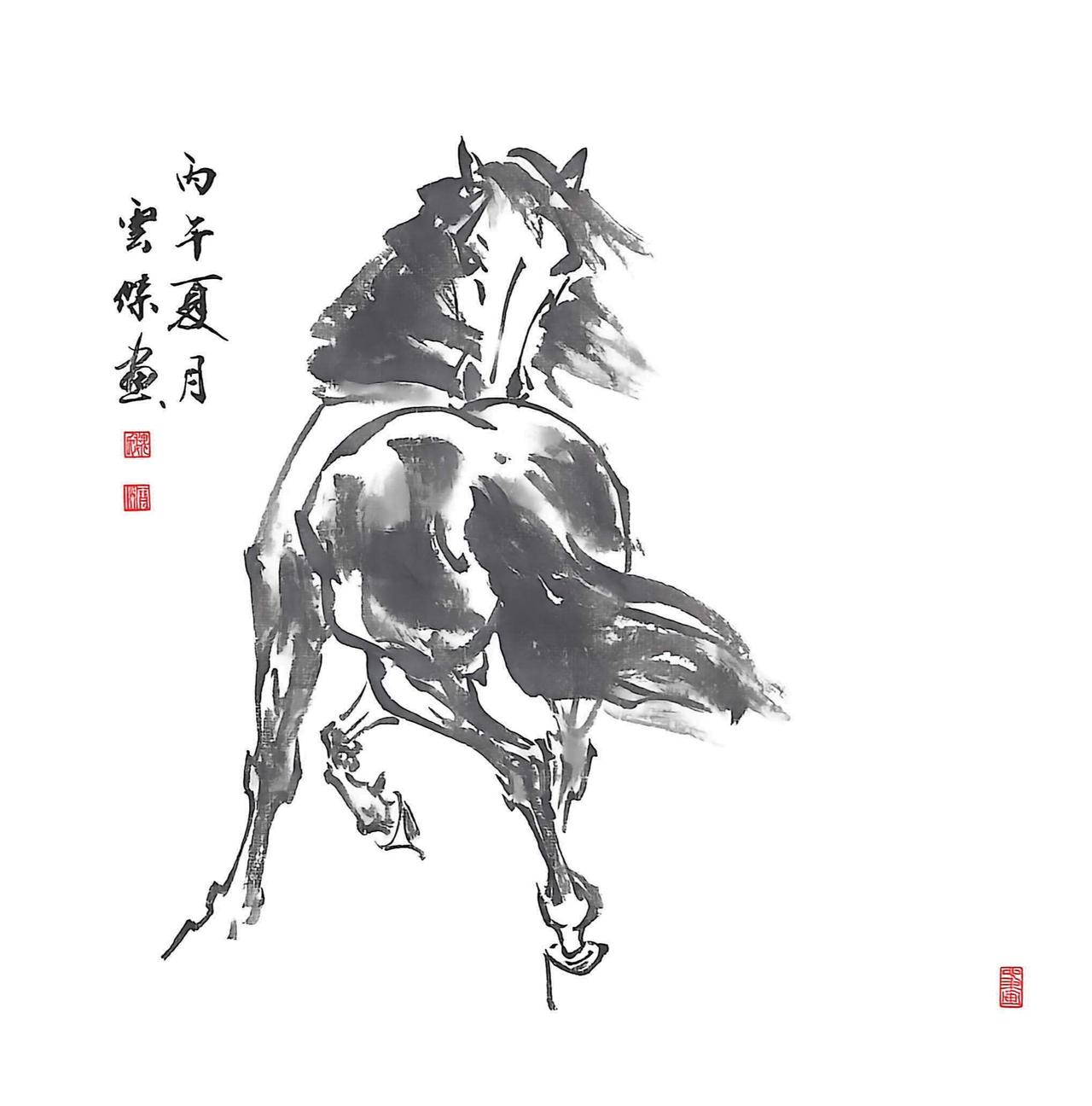 水墨写意画马 写意画马 国画文化传承