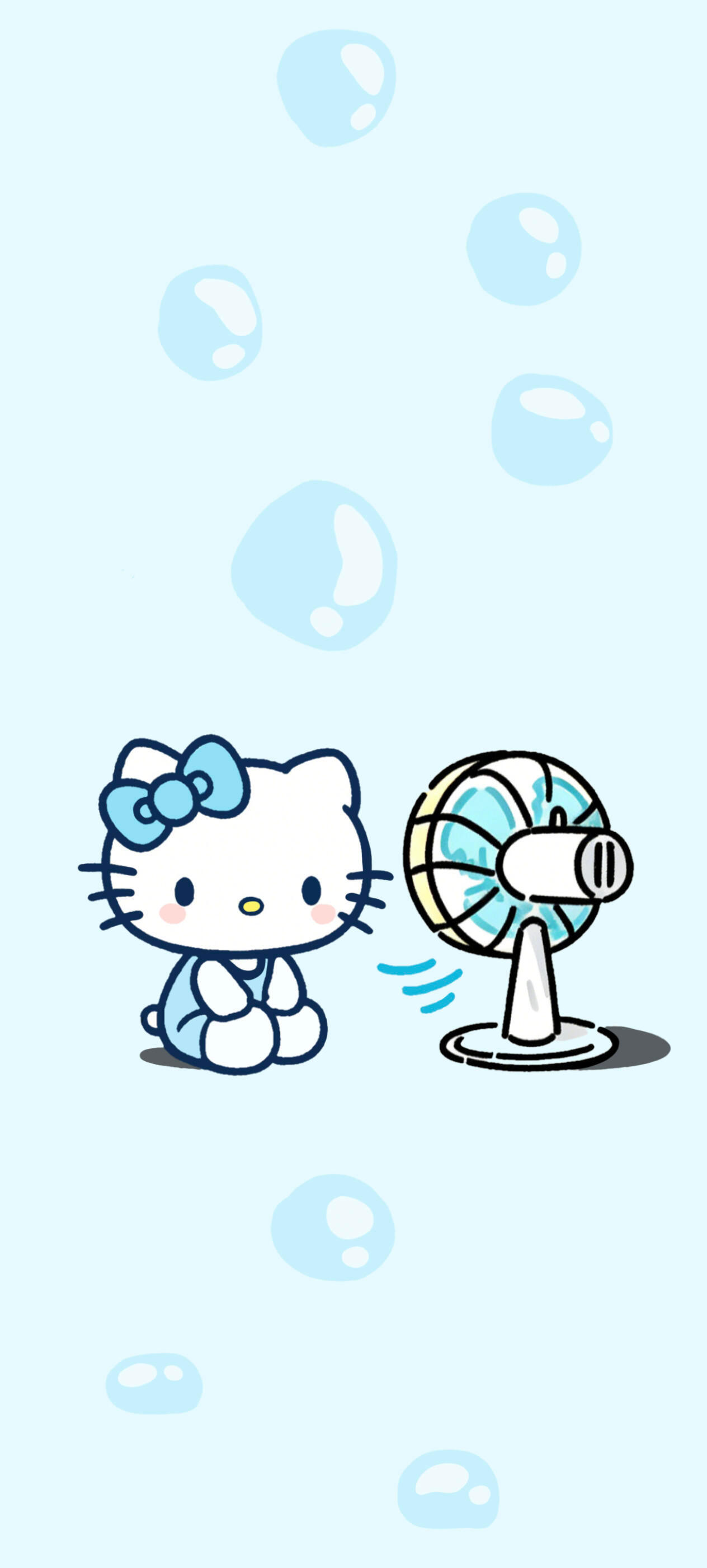 HelloKitty可爱卡通插画软萌蓝色系夏日壁纸 
