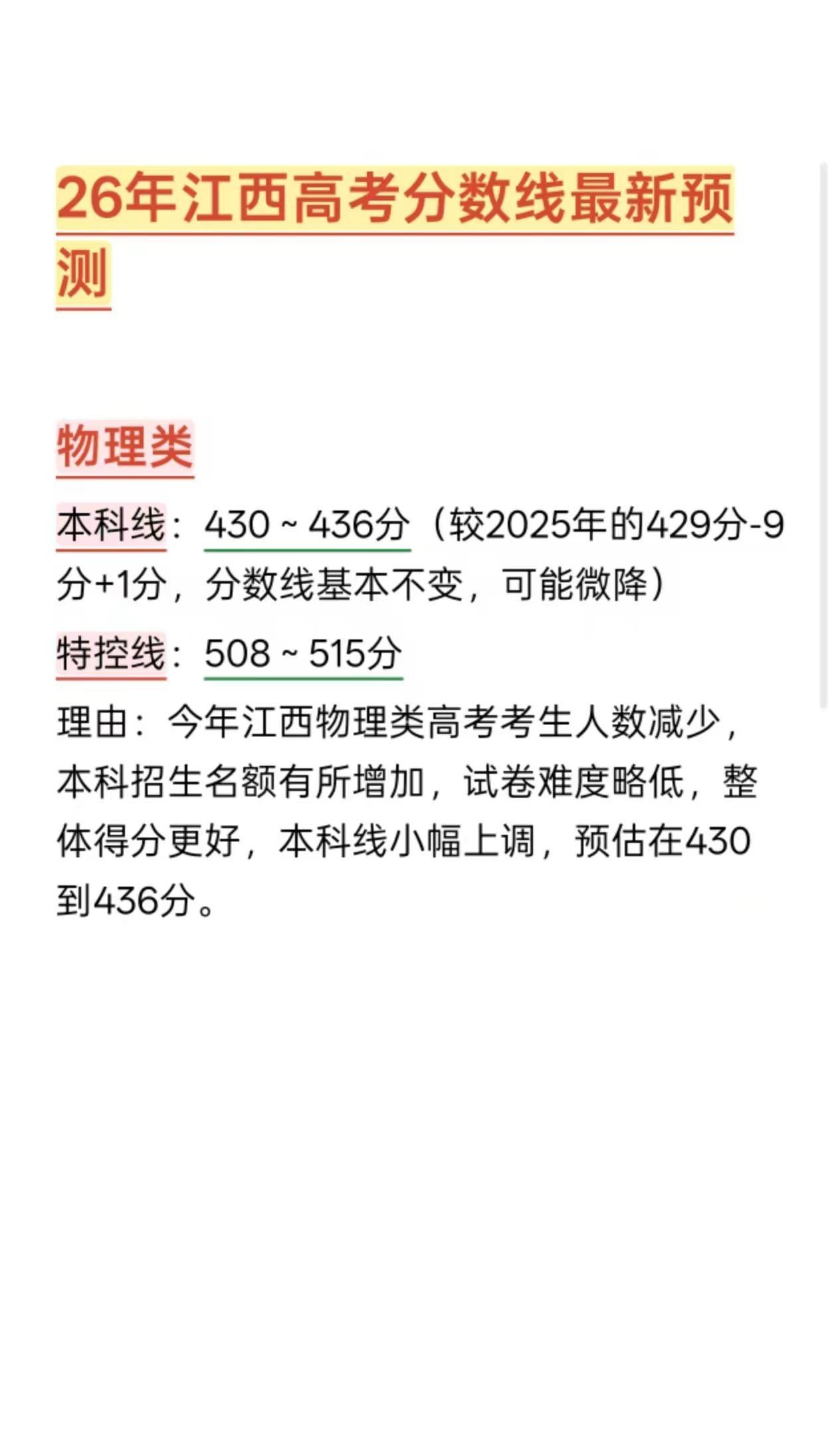 2026年江西高考分数线的预测结果新鲜出炉啦