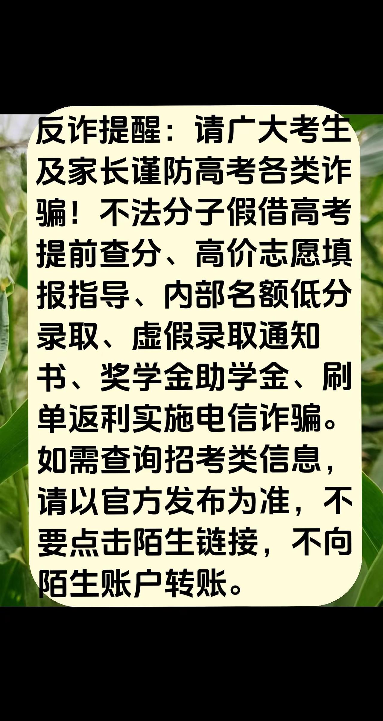 谨防高考诈骗！