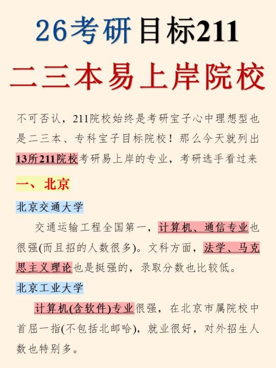 26考研二三本只求上岸可冲这些211院校👌