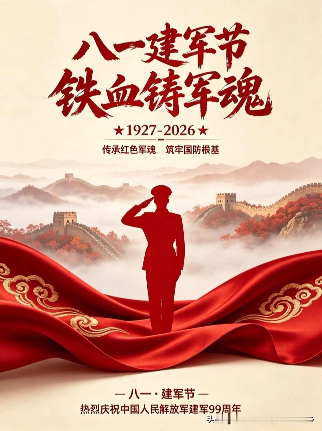 今天是“八.一”建军节，中国人民解放军已走过了99年的光辉历程！祝中国人民解放军