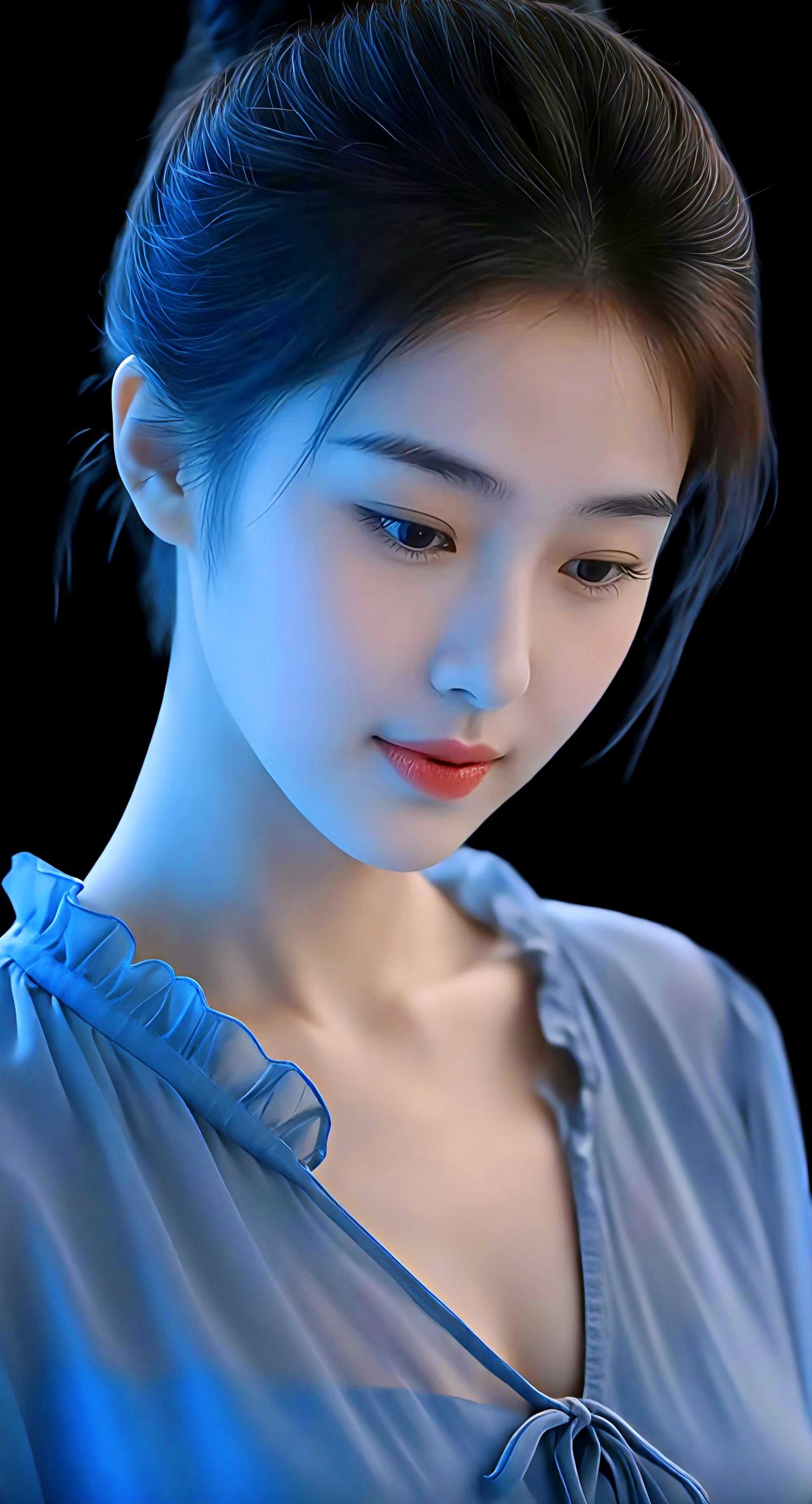 梦幻蓝调少女，温柔如水，唯美动人。 自然风少女 蓝调仙女