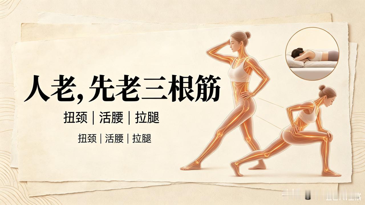 人老，先老三根筋！每天扭颈、活腰、拉腿，是普通人最好的自愈药
 
很多人身体越来