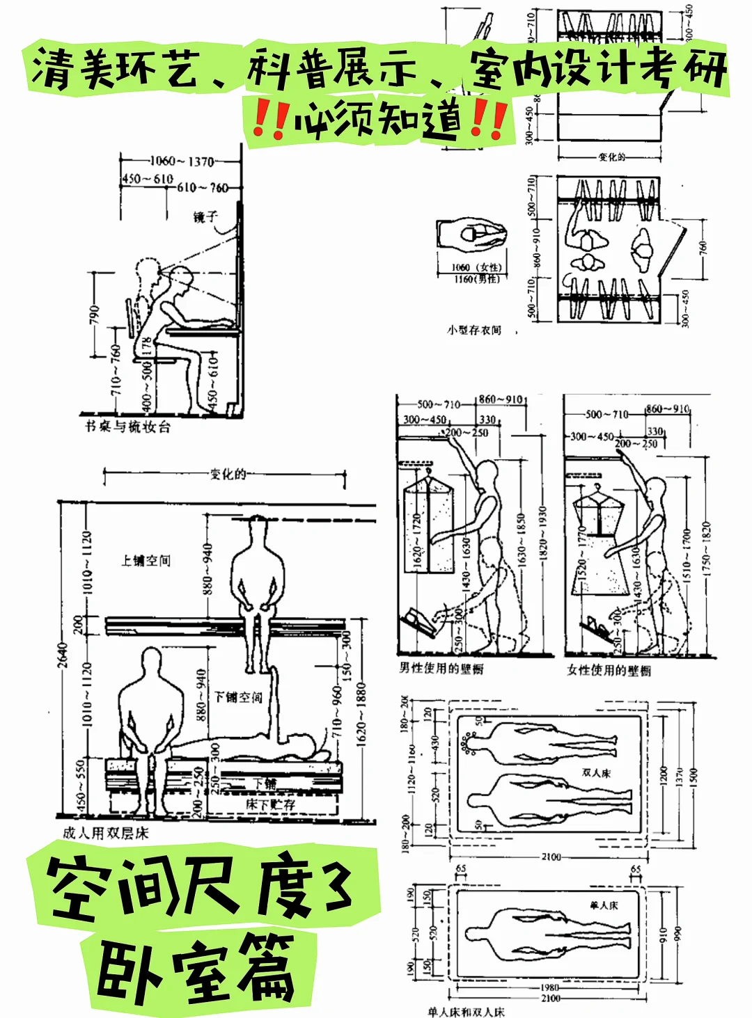 清美环艺、展示设计必知‼️空间尺度3-卧室篇