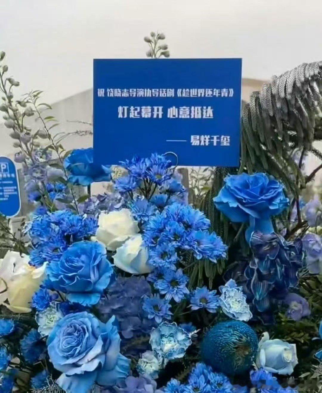 易烊千玺给王俊凯送蓝色花篮易烊千玺给王俊凯送花篮了易烊千玺给王俊凯送蓝色花篮，好