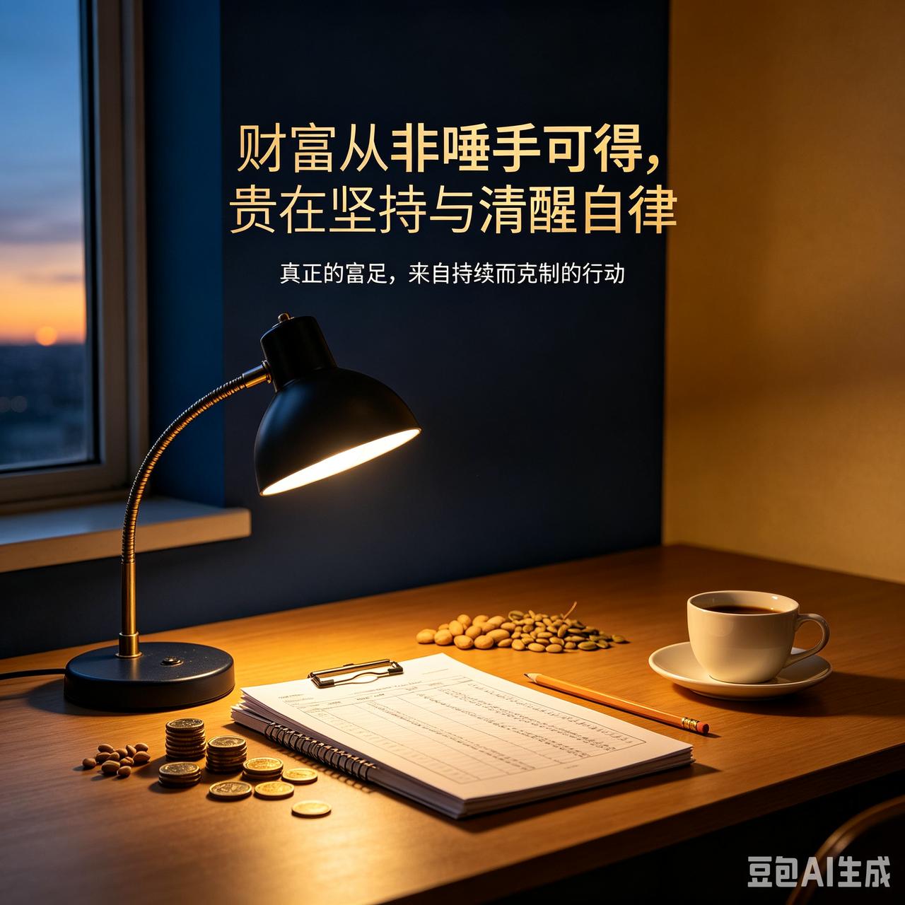 财富从非唾手可得，贵在坚持与清醒自律，