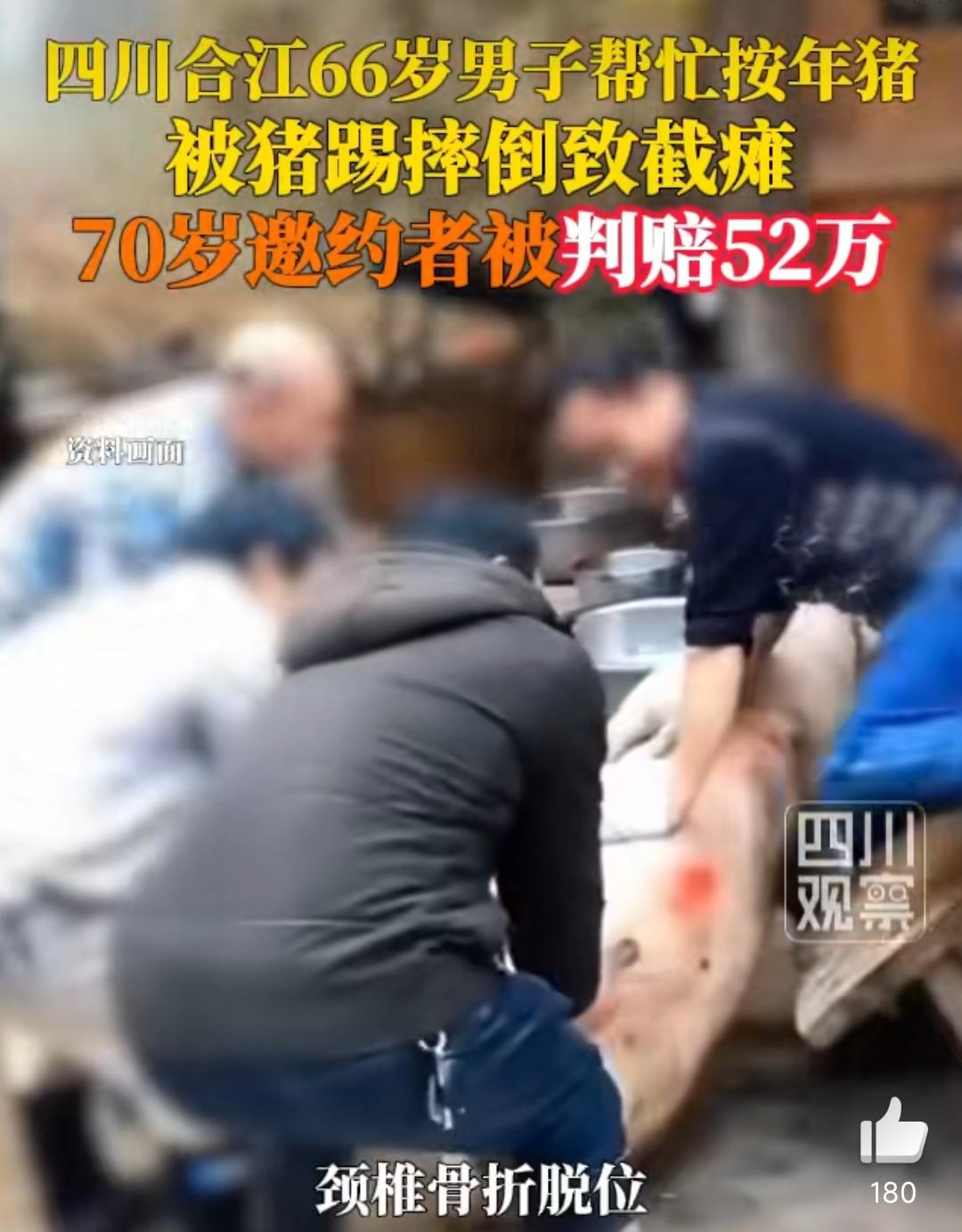 男子按年猪致截瘫，邀约者判赔，邻里互助的责任边界该如何界定？
 
川渝农村杀年猪