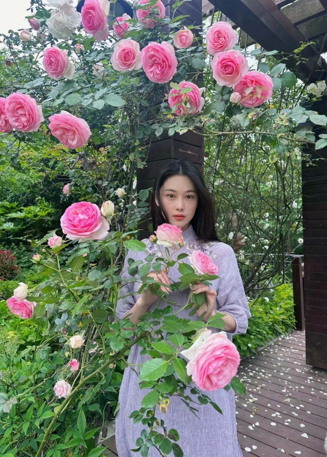 张馨予在自家院子的美照
好漂亮的院子，还有好漂亮的美人
真的是让人赏心悦目
自从