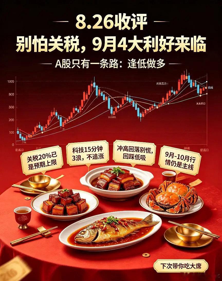 8.27日收评:别怕关税,9月4大利好来临,A股只剩1条路。      今天很多