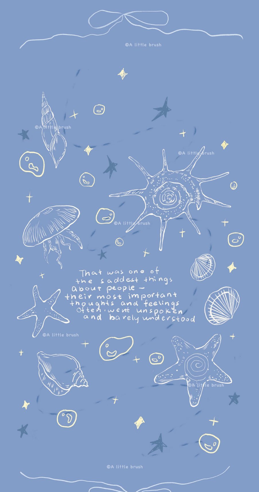 壁纸 蓝色系清新海洋壁纸～✨🌟💫将海洋的元素，贝壳，珊瑚，海星，章鱼等转化为