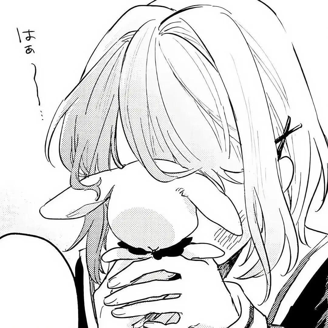 𝗪𝗲𝗰𝗵𝗮𝘁 | 动漫女生黑白头像 ​​​