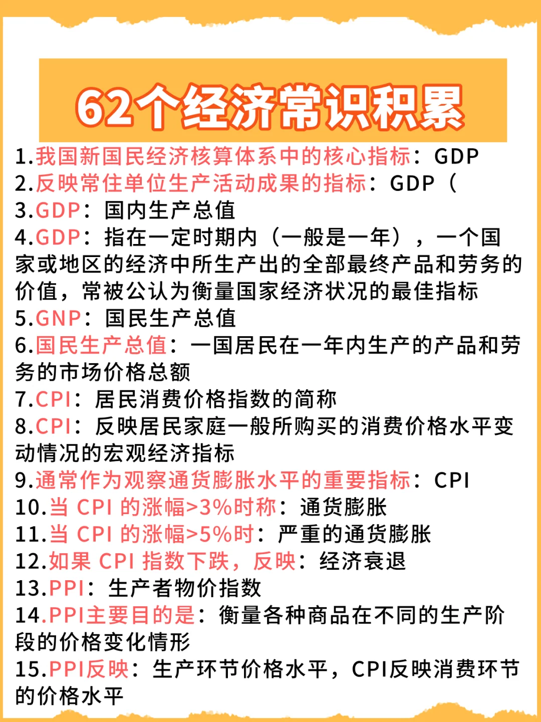 今日常识积累：62个经济常识速记