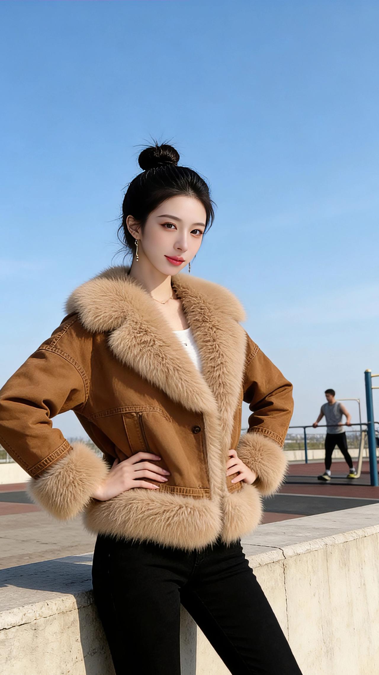 暖阳里的焦糖色温柔
 
冬日的风裹着清冽的凉意，却被头顶的晴蓝揉碎了锋芒。我立在